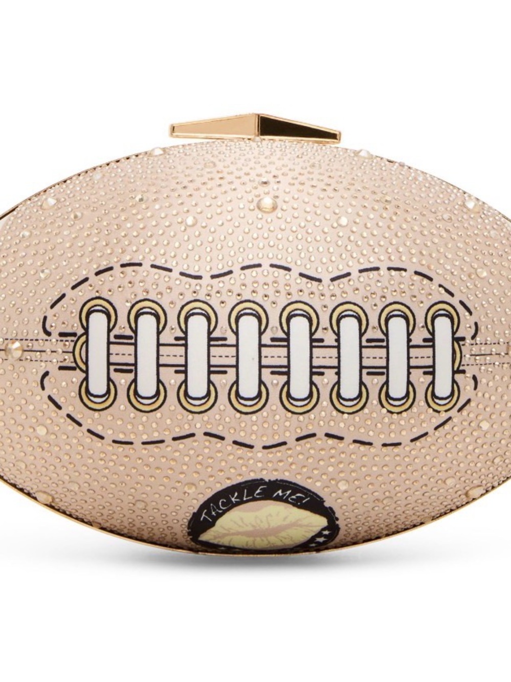 Betsey Johnson XOTackle Gold Rhinestone Football Crystal Crossbody NWT